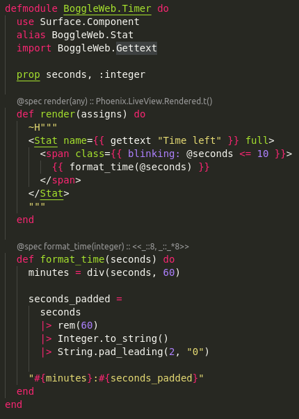 Code for the Timer component